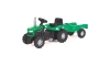 Šlapací traktor s vozíkem černá/zelená