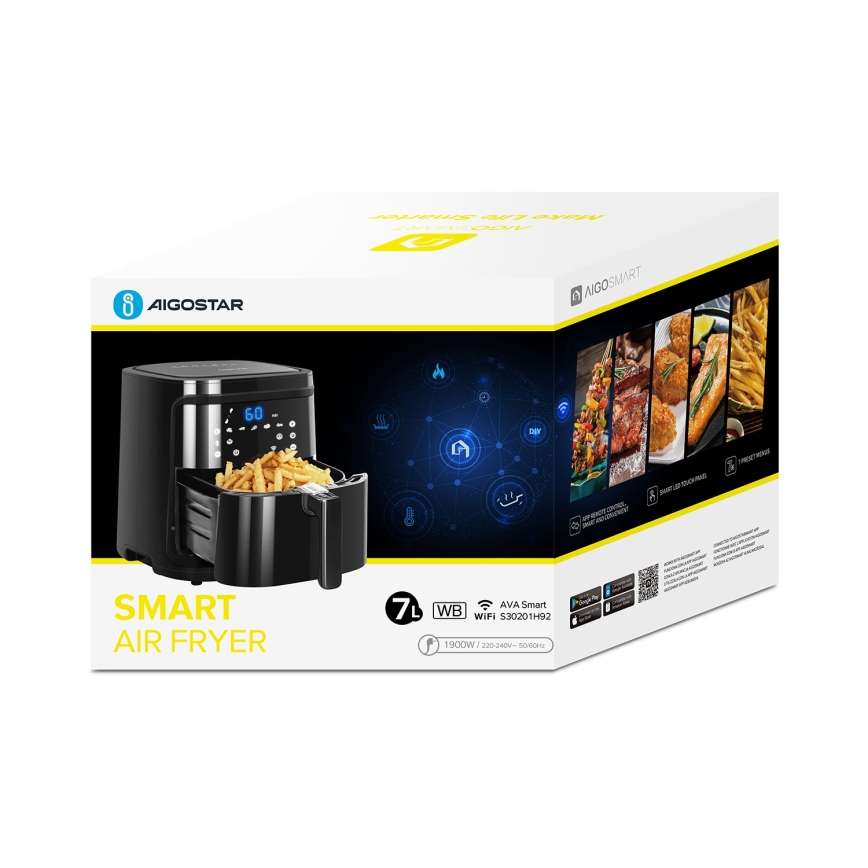 Aigostar - Chytrá horkovzdušná fritéza 7l 1900W/230V/60min Wi-Fi