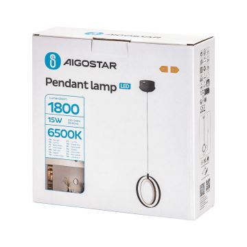 Aigostar - LED Lustr na lanku LED/15W/230V 6500K černá