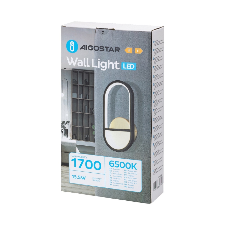 Aigostar - LED Nástěnné svítidlo LED/13,5W/230V 6500K černá/zlatá
