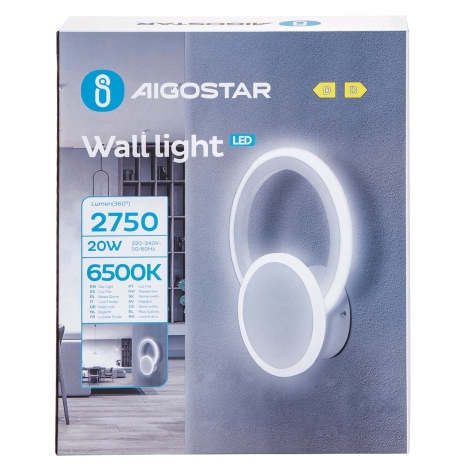 Aigostar - LED Nástěnné svítidlo LED/20W/230V 6500K bílá