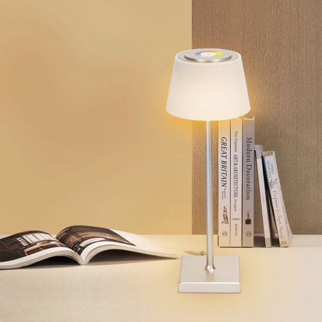 Aigostar - LED RGBW Venkovní stmívatelná nabíjecí stolní lampa LED/4W/5V 3600mAh bílá/chrom IP54