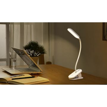 Aigostar - LED Stmívatelná nabíjecí stolní lampa s klipem LED/2,5W/5V 1200mAh bílá