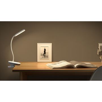 Aigostar - LED Stmívatelná nabíjecí stolní lampa s klipem LED/2,5W/5V 1200mAh bílá