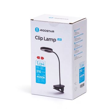 Aigostar - LED Stmívatelná nabíjecí stolní lampa s klipem LED/3W/5V 1800mAh černá