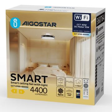 Aigostar - LED Stmívatelný stropní ventilátor LED/40W/230V 2700-6500K Wi-Fi + dálkové ovládání