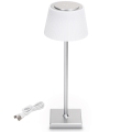 Aigostar - LED Venkovní stmívatelná nabíjecí stolní lampa LED/4W/5V 3600mAh bílá/chrom IP54
