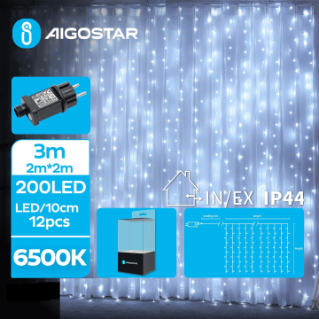 Aigostar - LED Venkovní vánoční řetěz 200xLED/8 funkcí 5x2m IP44 studená bílá