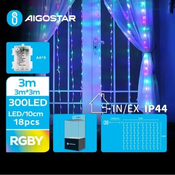 Aigostar - LED Venkovní vánoční řetěz 300xLED/8 funkcí 3xAA 6x3m IP44 multicolor