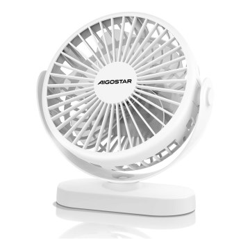 Aigostar - Nabíjecí stolní ventilátor 4W/5V 1500mAh bílá