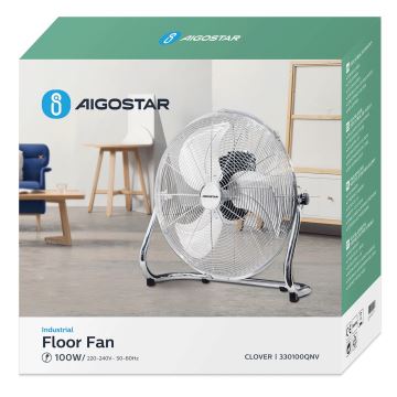 Aigostar - Podlahový ventilátor 100W/230V chrom