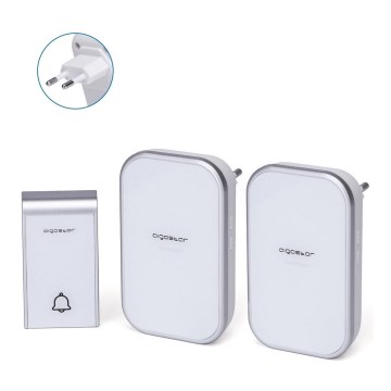 Aigostar - SADA 2x Bezdrátový zvonek do zásuvky 230V/12V IP44 bílá