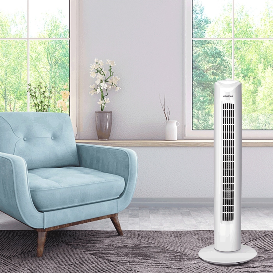 Aigostar - Sloupový ventilátor 45W/230V bílá