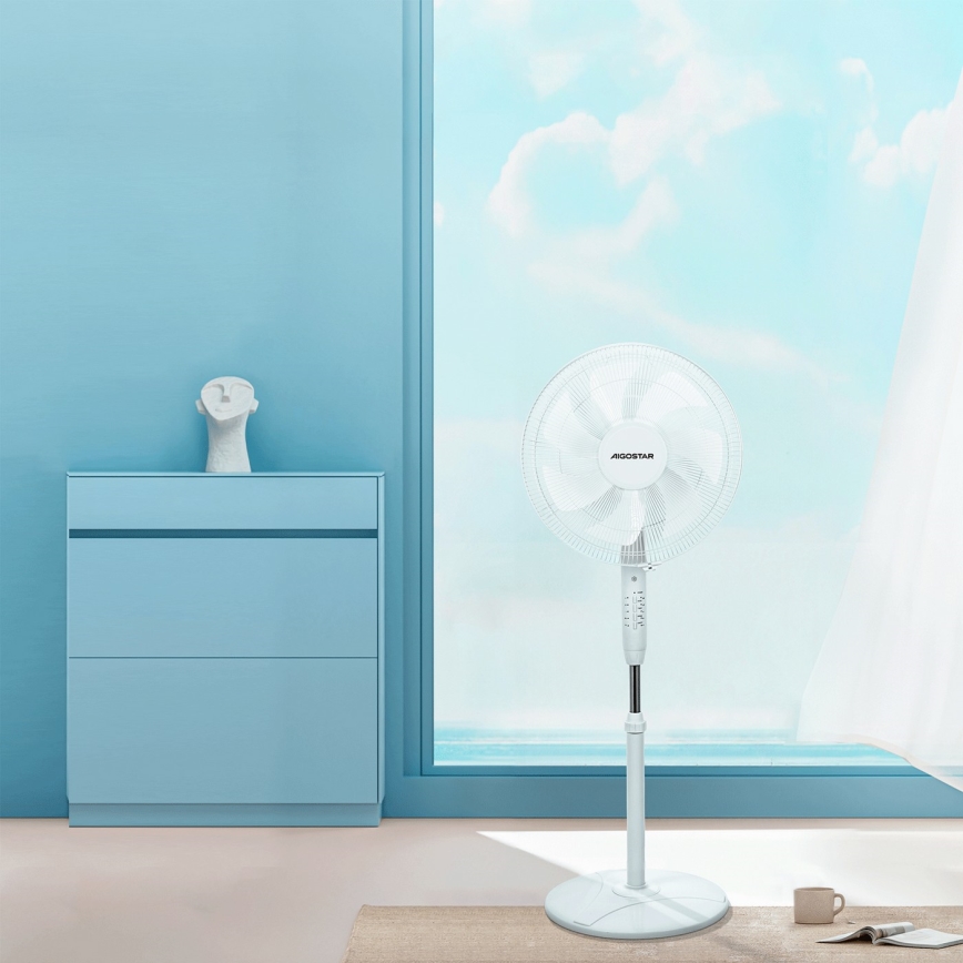 Aigostar - Stojanový ventilátor 60W/230V bílá + dálkové ovládání