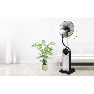 Aigostar - Stojanový ventilátor s mlhovým efektem 95W/230V černá/šedá + dálkové ovládání