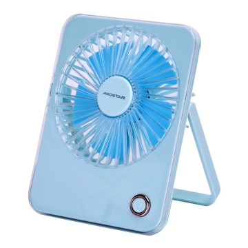 Aigostar - Stolní nabíjecí ventilátor 5W/5V 3600mAh USB modrá