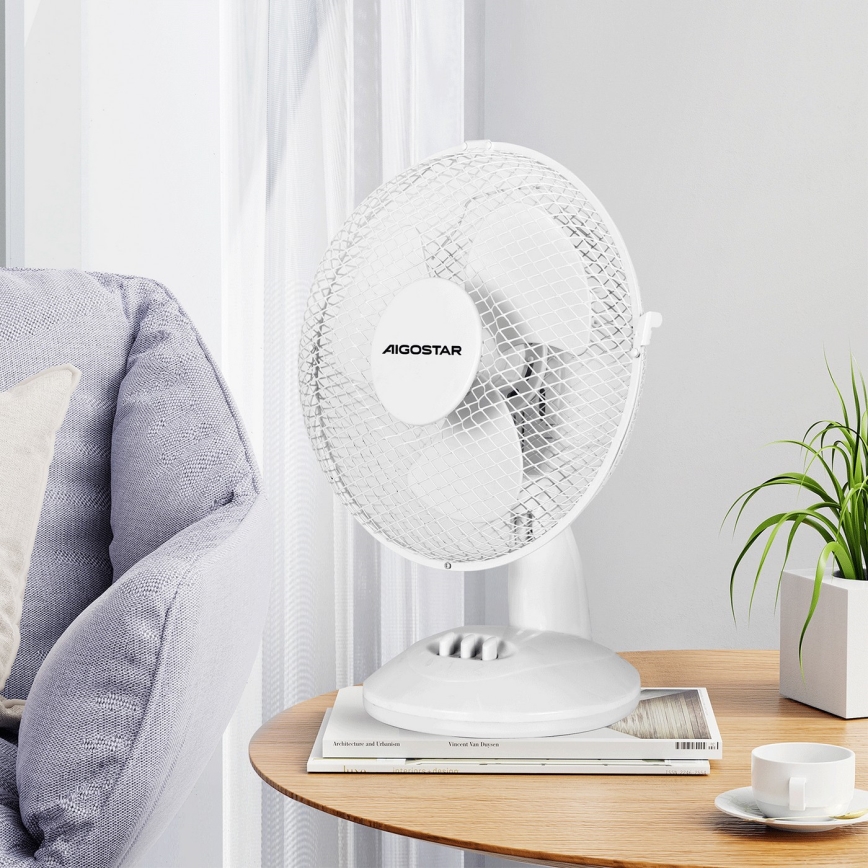 Aigostar - Stolní ventilátor 20W/230V bílá