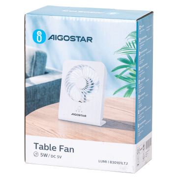 Aigostar - Stolní ventilátor 5W/5V bílá