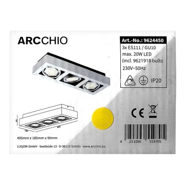 Arcchio - LED Stropní svítidlo RONKA 3xGU10/11,5W/230V