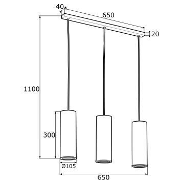 Argon 1486 - Lustr na lanku LINEA 3xE27/15W/230V mosaz/černá