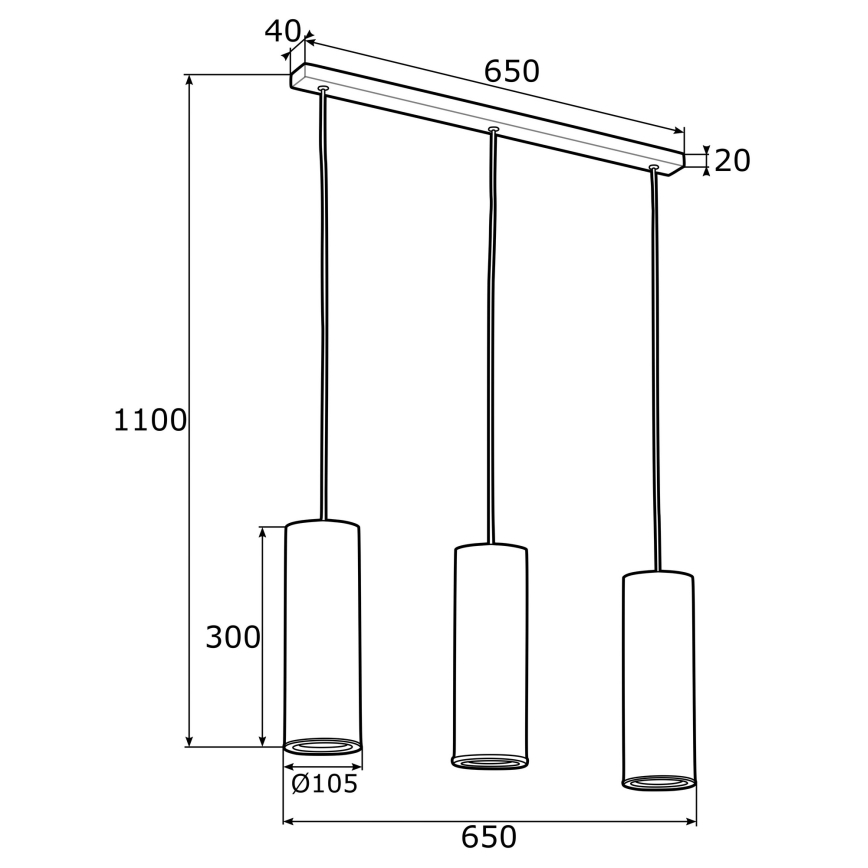 Argon 1486 - Lustr na lanku LINEA 3xE27/15W/230V mosaz/černá