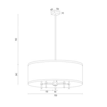 Argon 2127 - Lustr na tyči ABBANO 5xE14/7W/230V mosaz/bílá