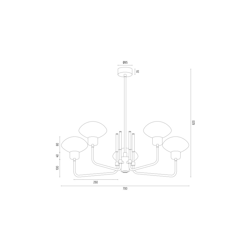 Argon 2128 - Lustr na tyči RAVELLO 5xE14/15W/230V černá/zlatá