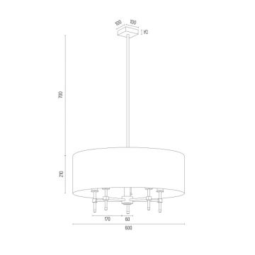 Argon 2132 - Lustr na tyči ABBANO 5xE14/7W/230V mosaz/bílá