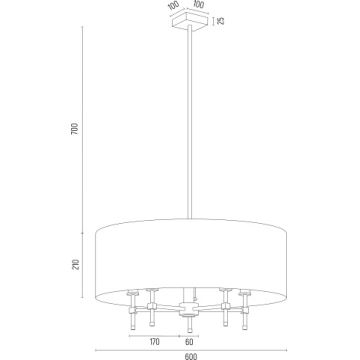 Argon 2133 - Lustr na tyči ABBANO 5xE14/7W/230V mosaz/černá