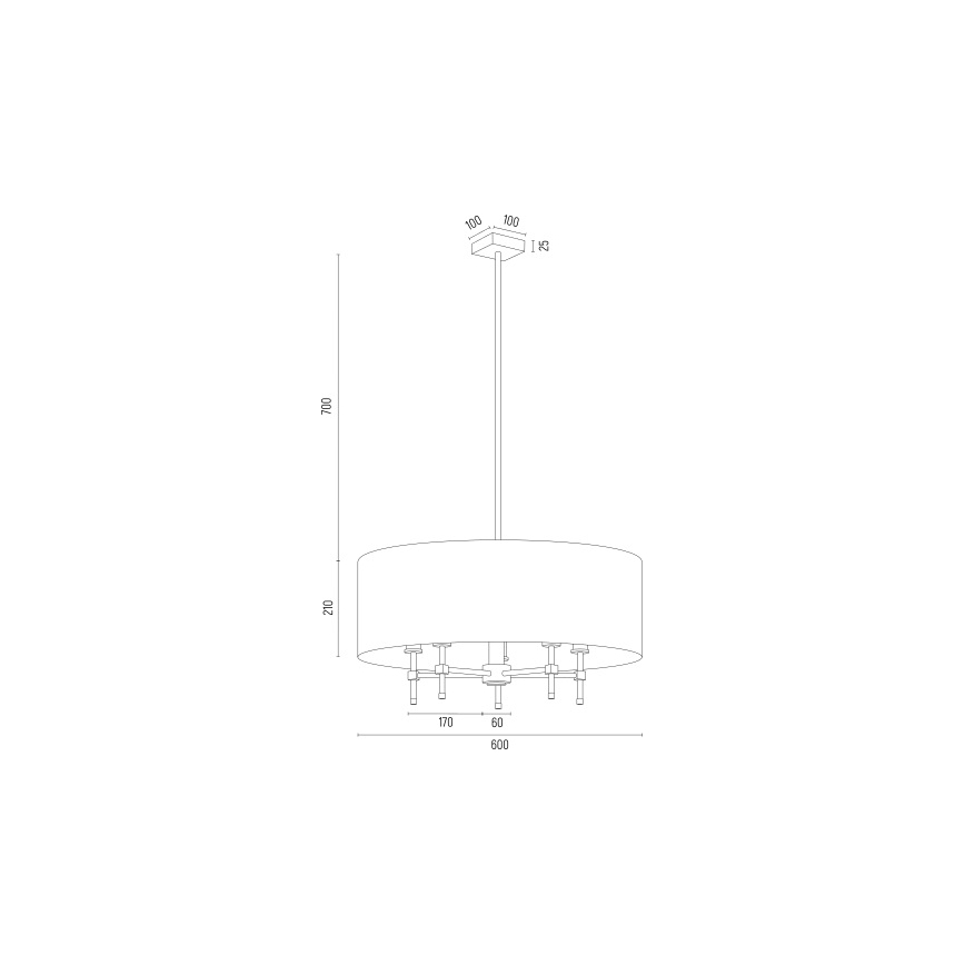 Argon 2133 - Lustr na tyči ABBANO 5xE14/7W/230V mosaz/černá