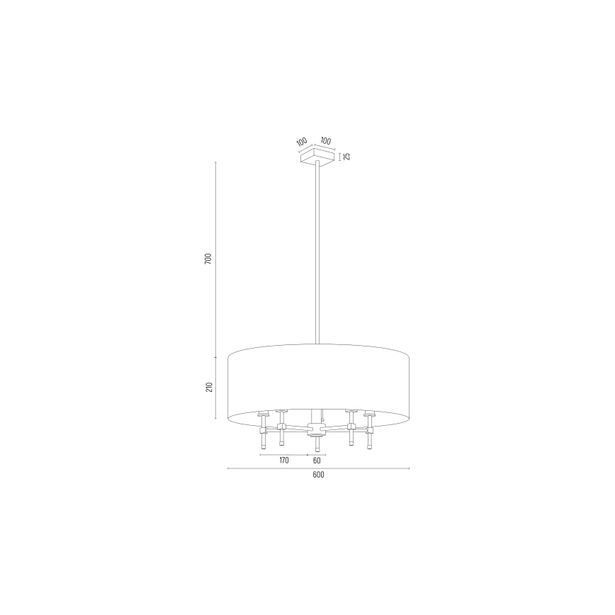 Argon 2146 - Lustr na tyči ABBANO 5xE14/7W/230V mosaz/zelená