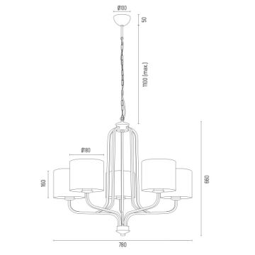 Argon 2172 - Lustr na řetězu MARANELLO 5xE27/15W/230V