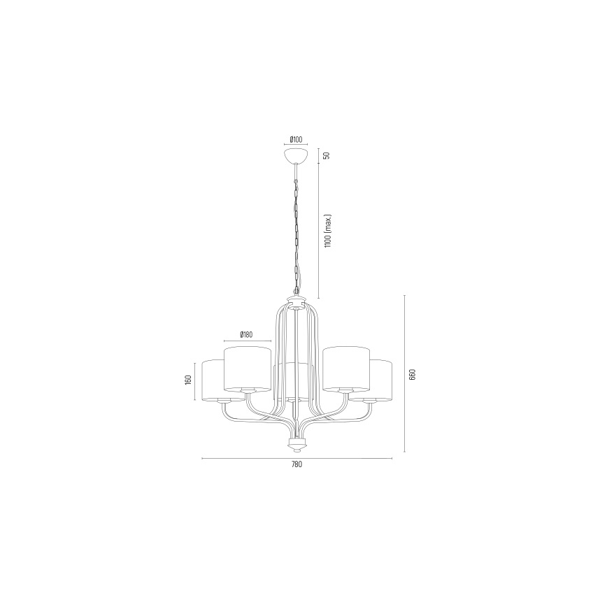 Argon 2172 - Lustr na řetězu MARANELLO 5xE27/15W/230V