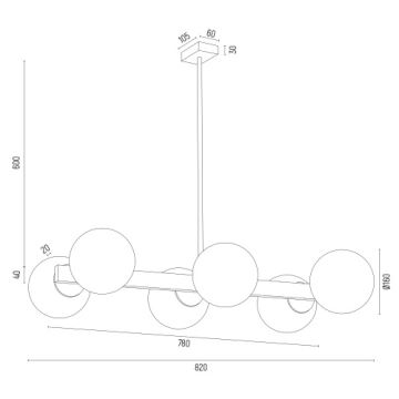 Argon 2549 - Lustr na tyči FREEMONT 6xE27/15W/230V zlatá/bílá/černá