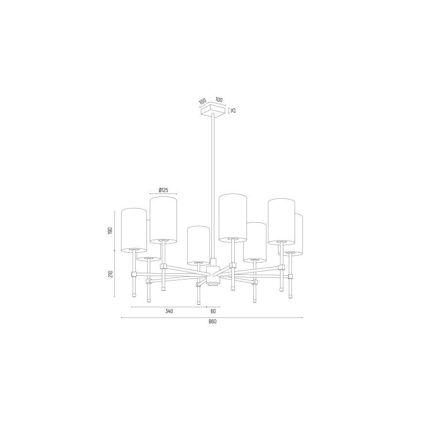 Argon 5051 - Lustr na tyči ABRUZZO 8xE14/15W/230V mosaz/bílá