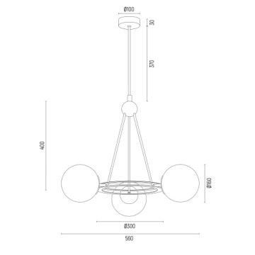 Argon 6150 - Lustr na tyči AMALFI 3xE27/15W/230V černá/bílá