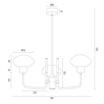 Argon 6166 - Lustr na tyči RAVELLO 3xE14/15W/230V černá/zlatá