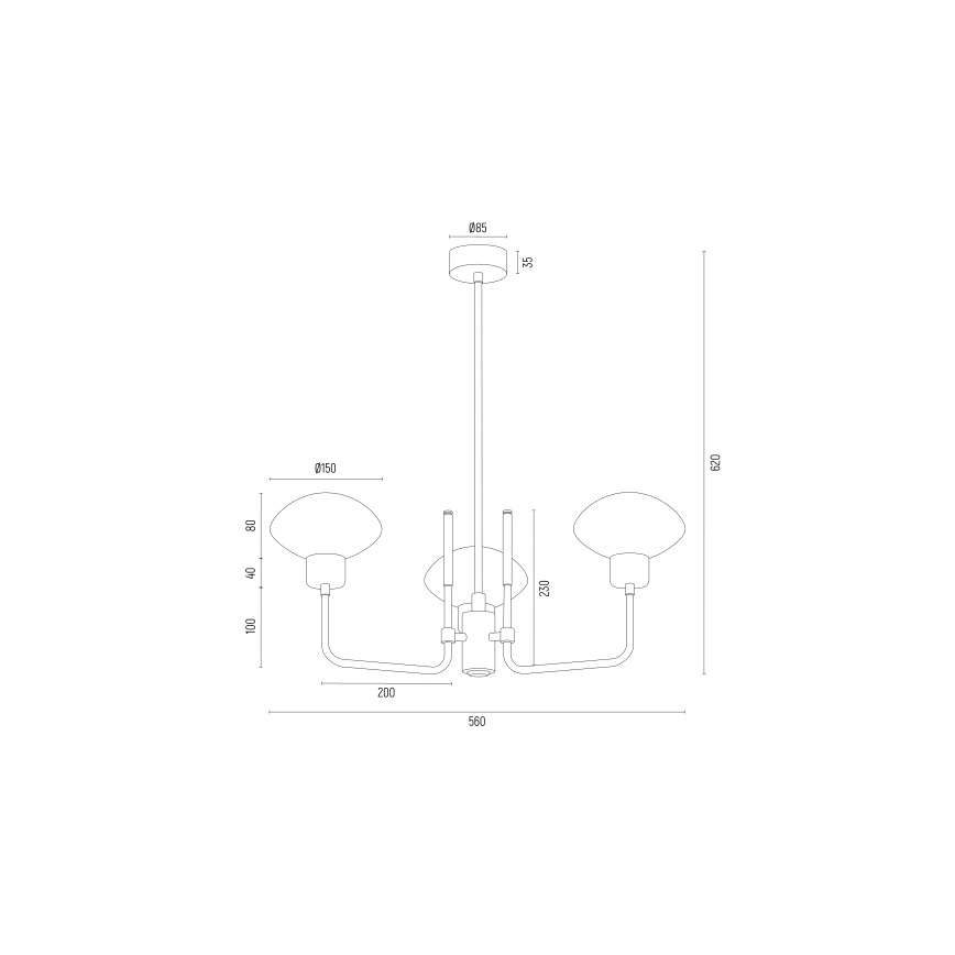 Argon 6166 - Lustr na tyči RAVELLO 3xE14/15W/230V černá/zlatá