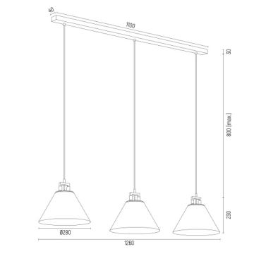 Argon 6173 - Lustr na lanku ORTE 3xE27/15W/230V bílá