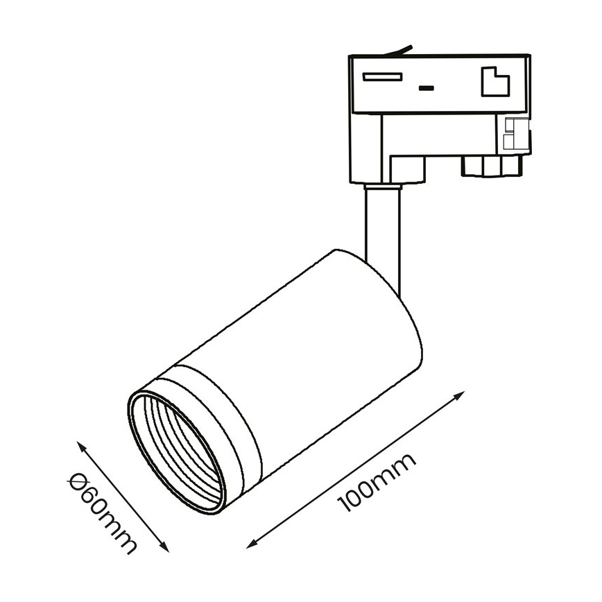 Bodové svítidlo do 3-fázového lištového systému PIPE 1xGU10/25W/230V černá