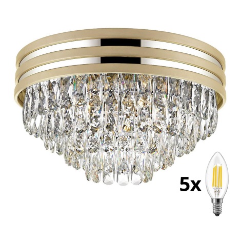 Brilagi - LED Křišťálové stropní svítidlo VELURE 5xE14/40W/230V zlatá