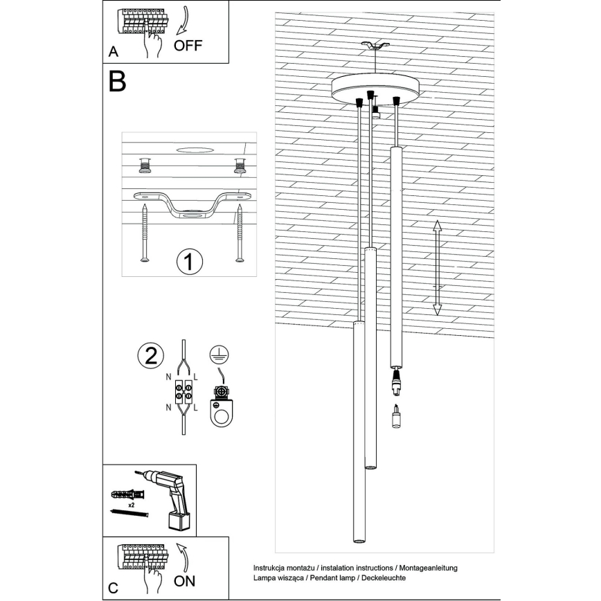 Brilagi -  LED Lustr na lanku DRIFA 3xG9/4W/230V černá