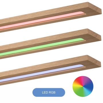 Brilagi - LED RGBW Stmívatelný panel WOODY FRAME LED/34W/230V 2700-6500K dub + dálkové ovládání