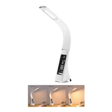 Brilagi - LED Stmívatelná stolní lampa s displejem PELLE LED/7W/230V bílá