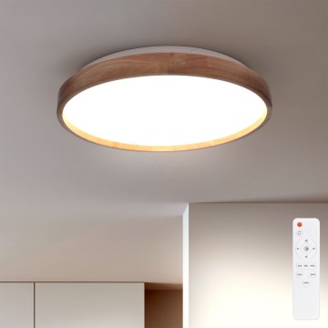 Brilagi - LED Stmívatelné stropní svítidlo ALSON LED/48W/230V 3000-6500K dub pr. 39,5 cm + dálkové ovládání