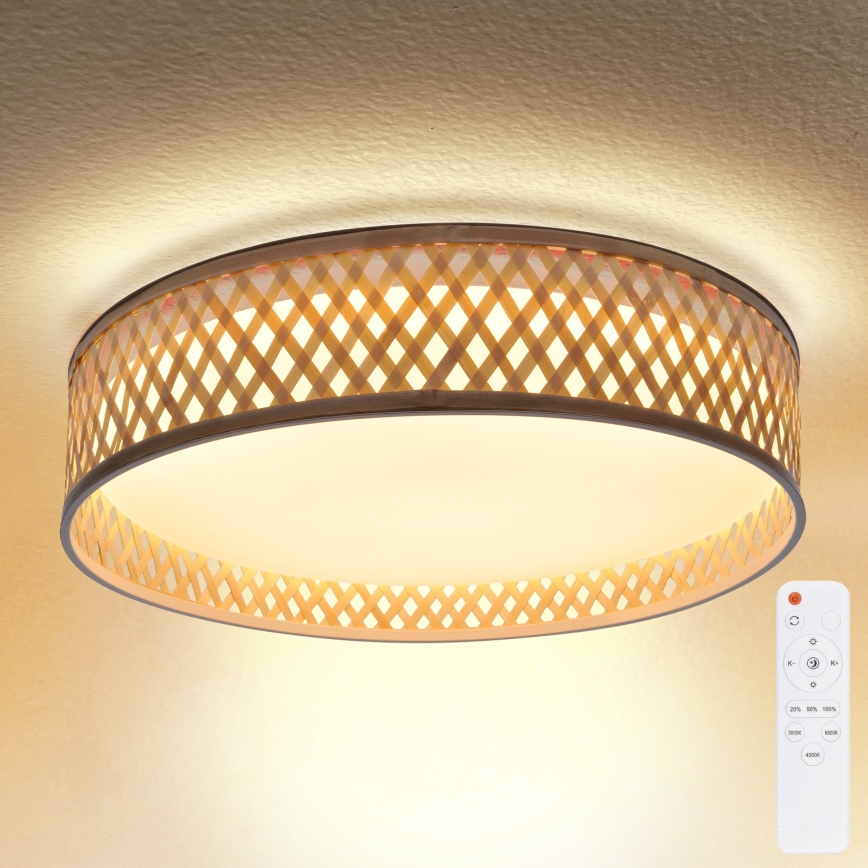 Brilagi - LED Stmívatelné stropní svítidlo CAMILA LED/48W/230V 3000-6500K bambus pr. 40 cm + dálkové ovládání