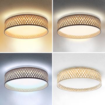 Brilagi - LED Stmívatelné stropní svítidlo CAMILA LED/48W/230V 3000-6500K bambus pr. 40 cm + dálkové ovládání