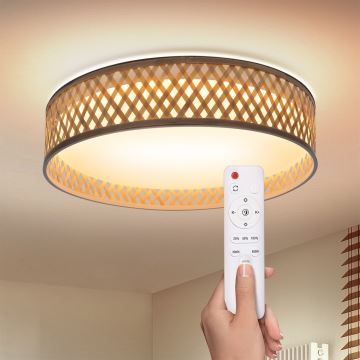 Brilagi - LED Stmívatelné stropní svítidlo CAMILA LED/48W/230V 3000-6500K bambus pr. 40 cm + dálkové ovládání