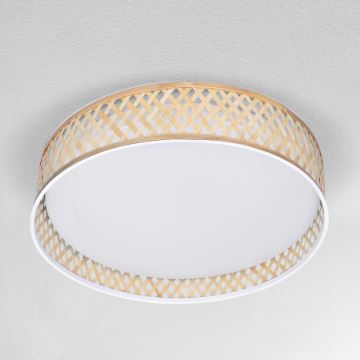 Brilagi - LED Stmívatelné stropní svítidlo CAMILA LED/48W/230V 3000-6500K bambus pr. 40 cm + dálkové ovládání