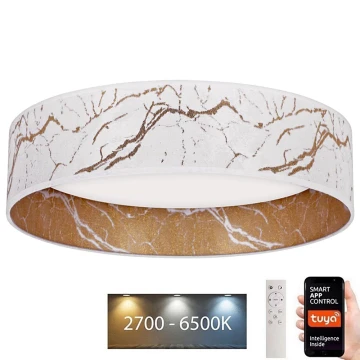 Brilagi - LED Stmívatelné stropní svítidlo VELVET SMART LED/24W/230V pr. 45 cm 2700-6500K Wi-Fi Tuya bílá/zlatá + dálkové ovládání